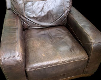 Shipping Not Free Oversized Leather Chubby Club Chair ~ Comfy