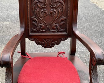 Shipping Not Free Throne Mahogany Wood Carved Armchair- High Back Chair TLC