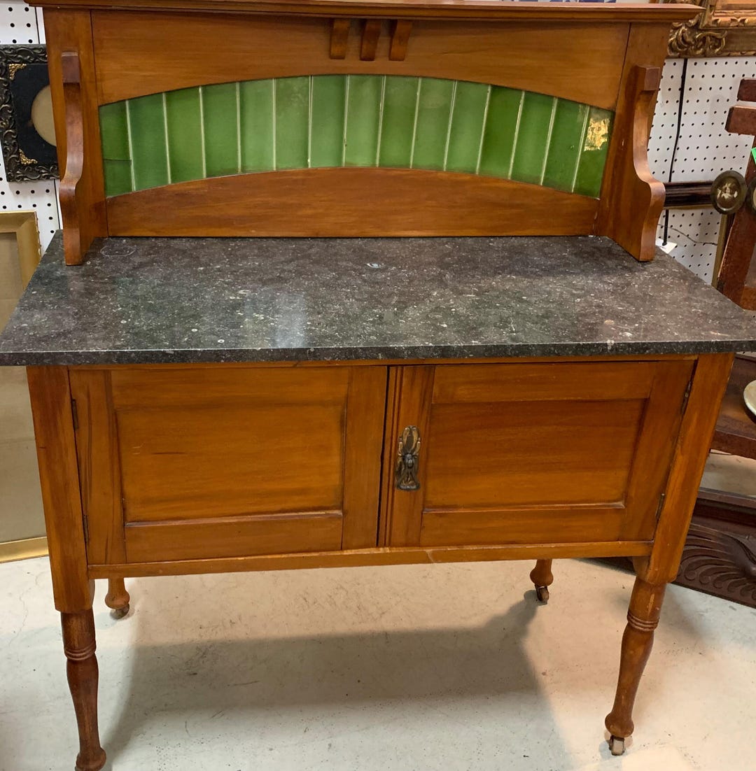 Early Marble Kitchen Prep Table Washstand Sideboard ~ Shipping is NOT Free - Etsy