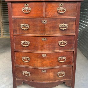 Envío no gratuito. Cómoda alta de roble con cajones y almacenaje ~Antiguo