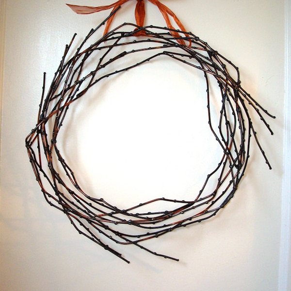 Willow Wreath of welded steel with copper highlights