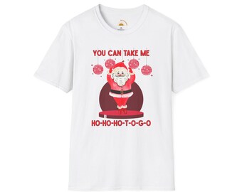 Funny Christmas Tee, Unisex Softstyle T-Shirt, Lyrics Pun, Dancing Santa, Hot to Go, HoHoHo, Gag Gift, Unique Gift, Holiday Shirt