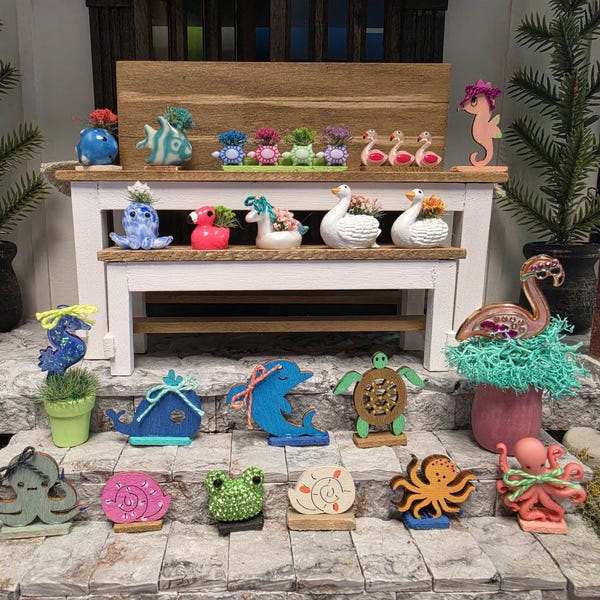 Dollhouse 1/12 scale beach house decor plants animals