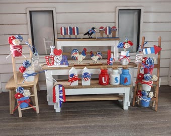Dollhouse 1 12 scale 4th of July decor Patriotic