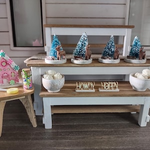 Dollhouse 1 12 scale Christmas table decor deer candy gingerbread