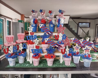 Dollhouse 1 12 scale 4th of July topiaries