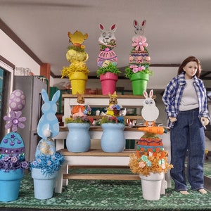 Dollhouse 1 12 scale Easter topiaries