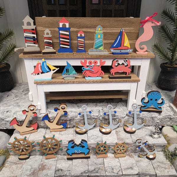 Dollhouse 1/12 scale beach house shelf sitters