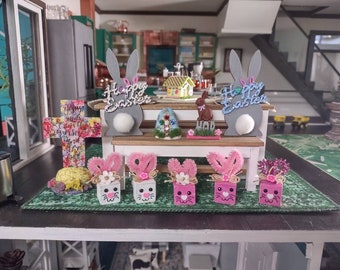 Dollhouse 1 12 scale Easter decor bunny cross