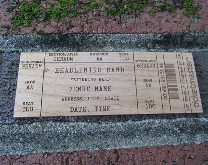 Custom Wood Concert Ticket