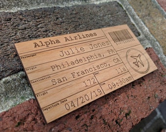 Custom Wood Airline Ticket