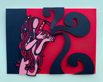 Unique Hand Drawn Hand Cut Cards And Paper Artwork By Figgyvee
