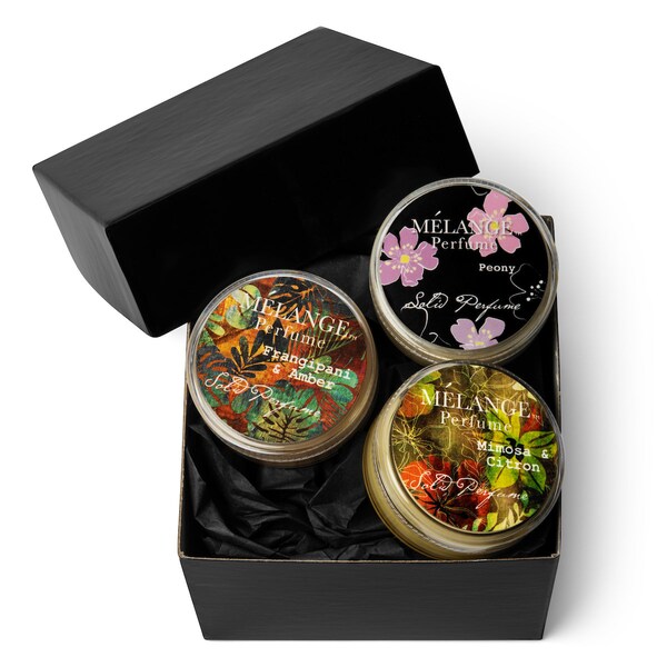 FLORAL NOTES Gift Set:  Solid Perfumes. Two Solid Perfume Singles.  Base of Beeswax and Jojoba Seed Oil / Cruelty Free