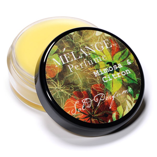 Melange Mimosa Blossom and Citron Solid Perfume Single - .56 ounces. Poured to order.  Base of Beeswax/Jojoba Oil.  CRUELTY FREE