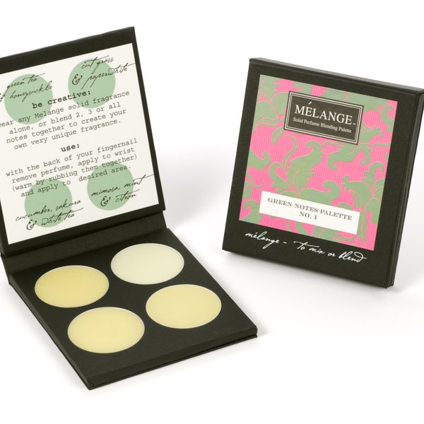 Green Notes No. 1: Melange Solid Perfume Blending Palette. Four hand-poured perfumes. Wear alone or layer. CRUELTY FREE