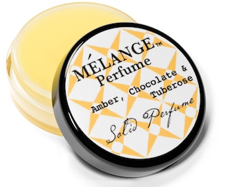 NEW! Amber, Chocolate & Tuberose - Mélange Solid Perfume Single - .56 ounces. Poured to order.  Base of Beeswax/Jojoba Oil/ CRUELTY FREE