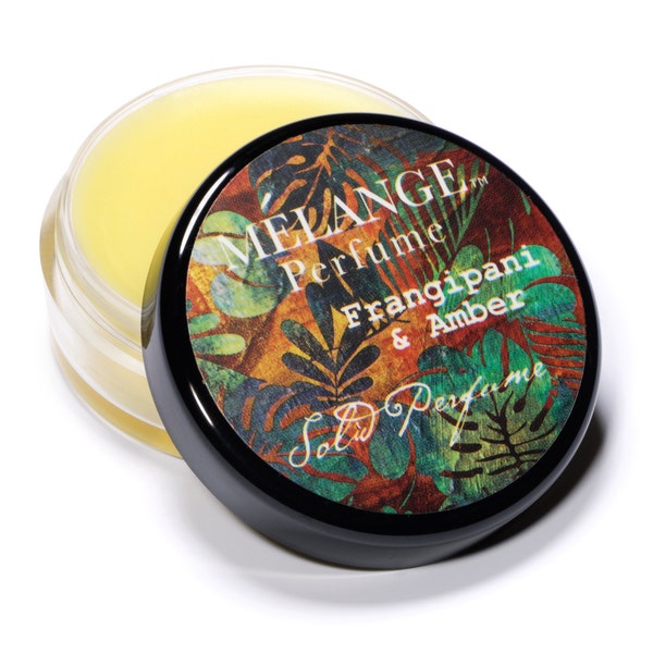 Melange Frangipani & Amber Solid Perfume Single -Ltd. Edition - .56 ounces. Poured to order.  Base of Beeswax, Jojoba. CRUELTY FREE