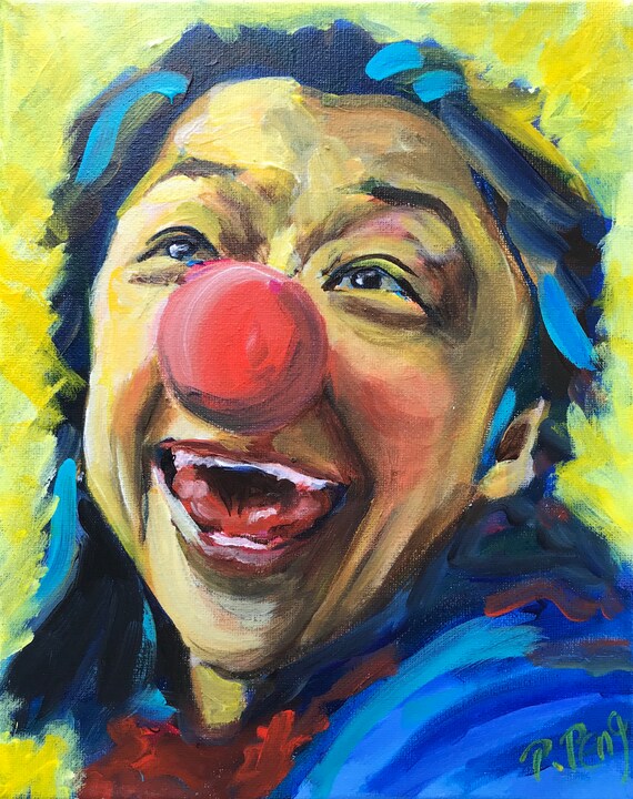 Peinture Originale Ooak Le Clown Joyeux Etsy Peinture Originale Ooak Le Clown Joyeux Etsy