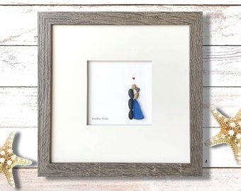 Sea Glass Pebble Art: Unique Wedding Engagement Gift, Boho Decor