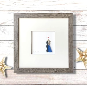 Unique Wedding Gift, Sea Glass Pebble Art, Personalized Engagement Gift, Couples Gifts, Shower Gifts, Boho Decor, Anniversary Gift Wall Art