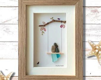 Pebble Art Mother Daughter Gift: Forever Love Swing (5x7)