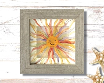 Keep the Sun in Your Heart: Reverse Glass Painting, Year of Sun, Motivational Gift (4x4)