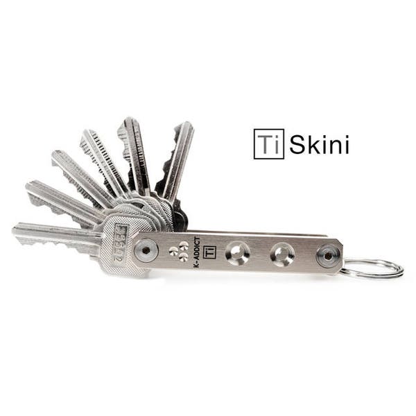 Titanium EDC Key Holder Ti Skini V2 // Man Stocking Stuffer Minimalist Organizer CNC Metal Organizer (Titanium)