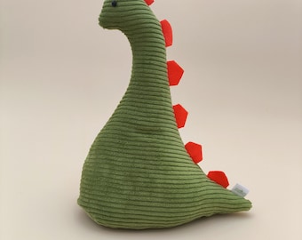 Dinosaur doorstop - fill yourself - olive green corduroy - fun home accessory -