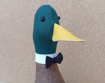 Cool Canard Doorstop / Bookends. Mallard duck pair with bow tie and pearl necklace - flat packed - wedding gift - anniversary - couples