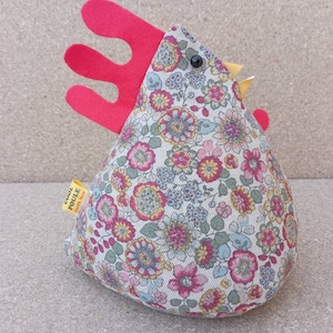 Poule Türstopper/Buchstütze. Vintage farbiger Blumenstoff - Türstopper aus Stoff - Huhn Türstopper - made in ranke - Housewarming - Accessoire