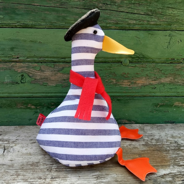 Cool Canard Doorstop / Bookend. French doorstop. Fabric duck doorstop. flat packed. Choice of design. Funny doorstops. Canard basque. beret