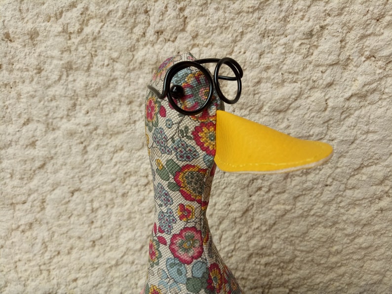 Cool Canard Doorstop / Bookend. Fabric duck doorstop. flat packed. floral heavy cotton. Funny doorstop. Animal doorstops, house warming image 8