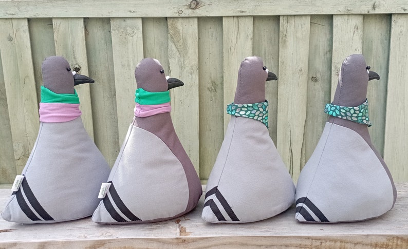 Pigeon doorstop, JoJo Pigeon, rock dove, DIY filling with rice, bird lovers, grey, home decor, common birds, housewarming, fun gift image 3