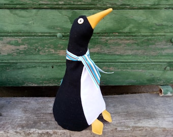 Parky Penguin Doorstop / Bookend. Fabric penguin doorstop. flat packed doorstop. Black  penguin doorstop. Funny doorstops. Animal doorstops