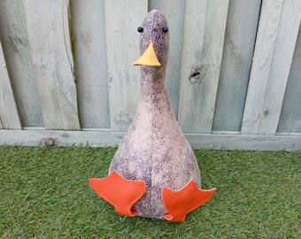 Cool Canard Doorstop / Bookend. beige faux leather. diy. Funny doorstops duck decor House warming - unique gift - diy doorstop - home gift