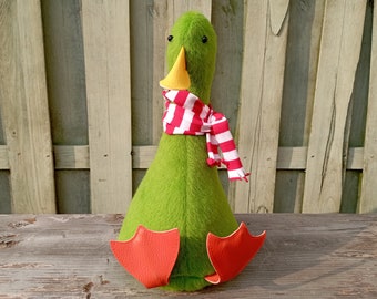 Cool Canard Doorstop / Bookend. Lime green faux fur, Fill at home, Funny doorstop, duck decor, Housewarming, unique gift, fun, home accent