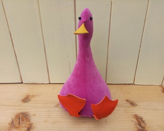 Cool Canard Doorstop / Bookend. pink velours duck. flat packed Choice of design Funny doorstops duck decor House warming different gift