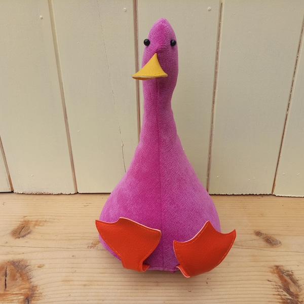 Cool Canard Doorstop / Bookend. pink velours duck. flat packed Choice of design Funny doorstops duck decor House warming different gift