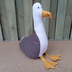 Eddie the Seagull Doorstop / Bookend DIY flat packed-Funny doorstop-Coastal decor-House warming-beach life-unique gift-birds-grey-white image 1