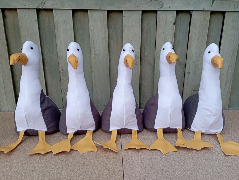 Eddie the Seagull Doorstop / Bookend DIY flat packed-Funny doorstop-Coastal decor-House warming-beach life-unique gift-birds-grey-white image 2