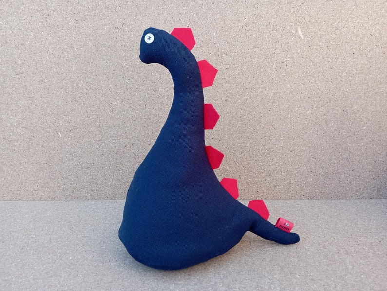 Dinosour Doorstop / Bookend Navy blue canvas flat-packed doorstop for home filling fun doorstop monster doorstop kids room nursery image 1