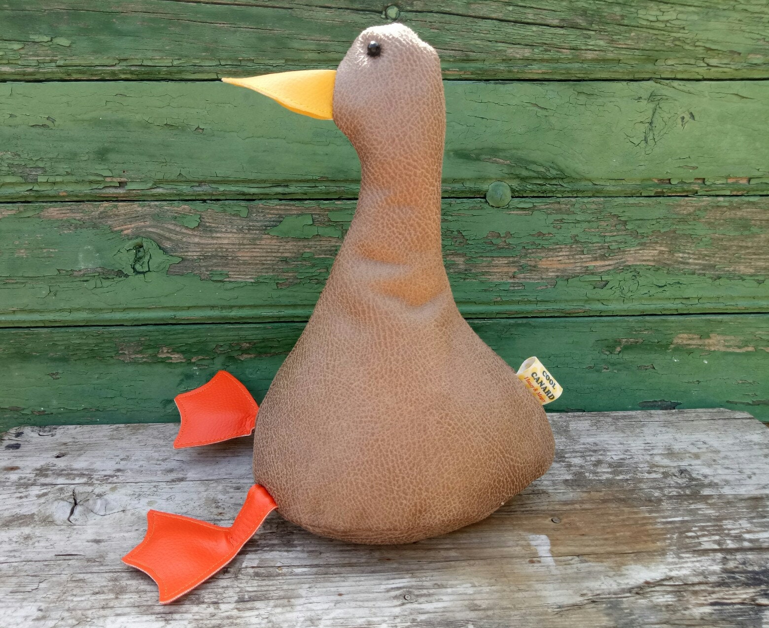 Cool Canard Doorstop/Bookend. Arrêt de Porte Canard en Tissu. Faux Cuir Brun. Arrêts Drôles. Portes 