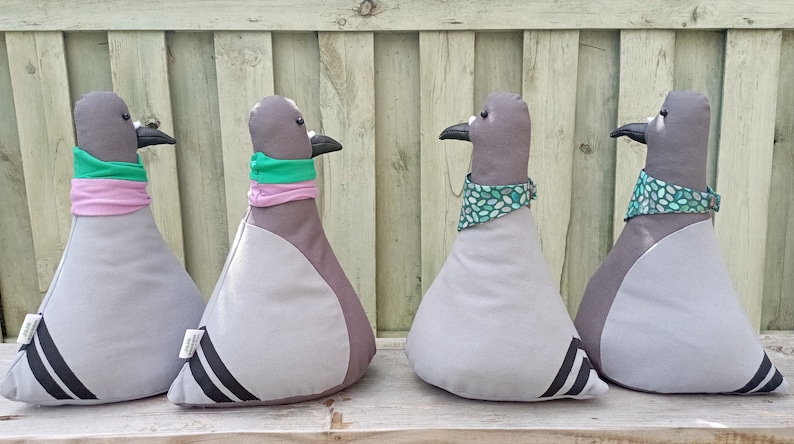 Pigeon doorstop, JoJo Pigeon, rock dove, DIY filling with rice, bird lovers, grey, home decor, common birds, housewarming, fun gift image 2