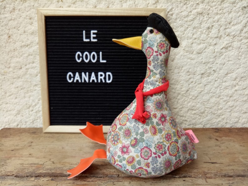 Cool Canard Doorstop / Bookend. Fabric duck doorstop. flat packed. floral heavy cotton. Funny doorstop. Animal doorstops, house warming image 6