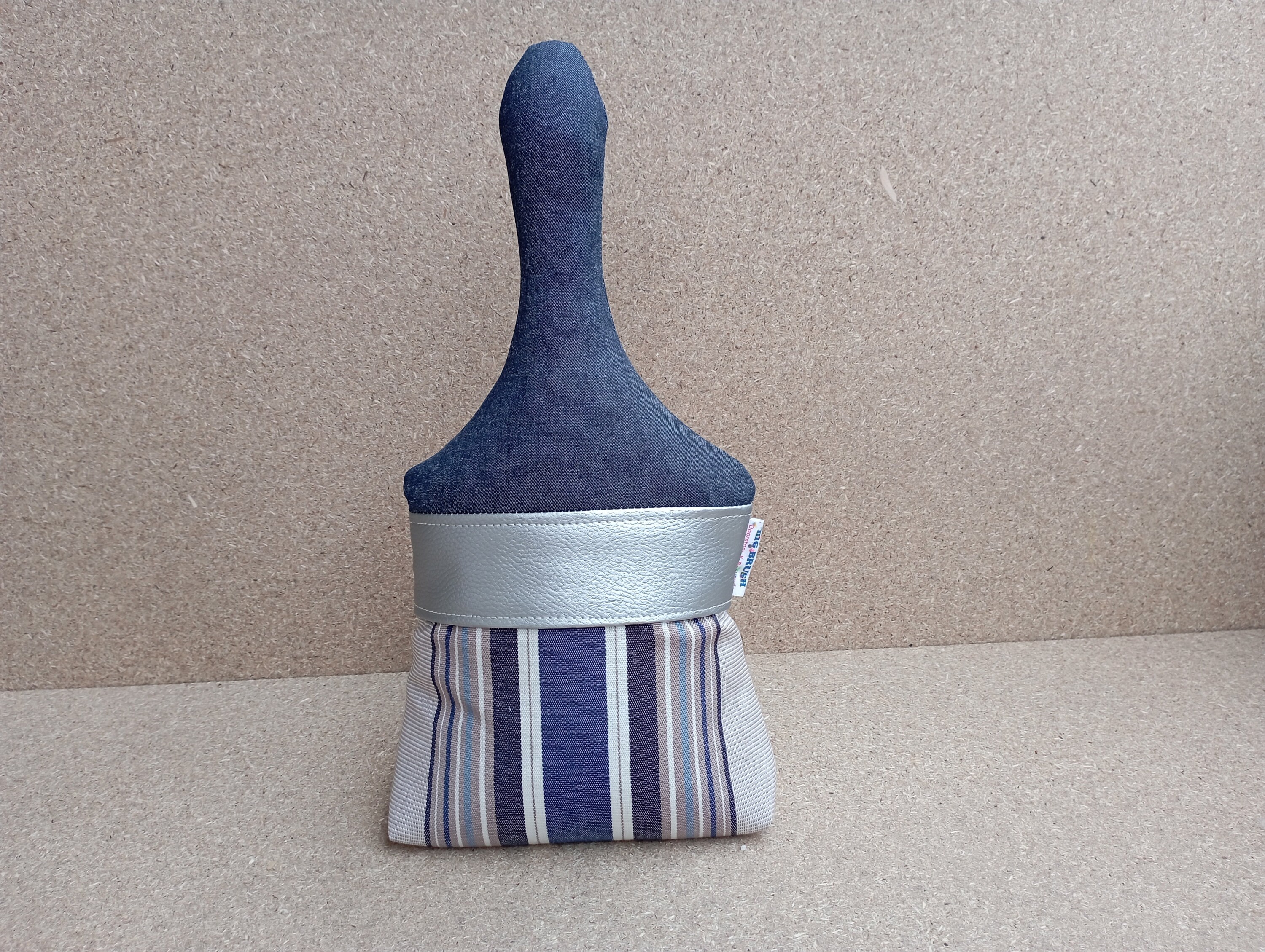 Big Brush Doorstop - Rayures Gris Bleu Pinceau en Tissu Serre-Livre Décoration Intérieure Arrêt de P