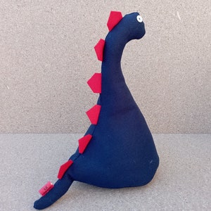 Dinosour Doorstop / Bookend Navy blue canvas flat-packed doorstop for home filling fun doorstop monster doorstop kids room nursery image 2