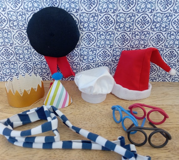 Accessories bundle for Cool Canard doorstop - accessories only - mini accessories, mini hats, mini beret, miniature, mini chefs hat,
