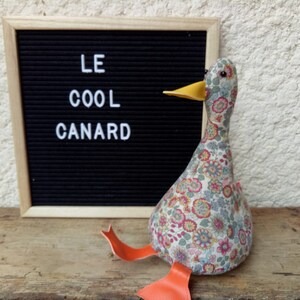 Cool Canard Doorstop / Bookend. Fabric duck doorstop. flat packed. floral heavy cotton. Funny doorstop. Animal doorstops, house warming image 2