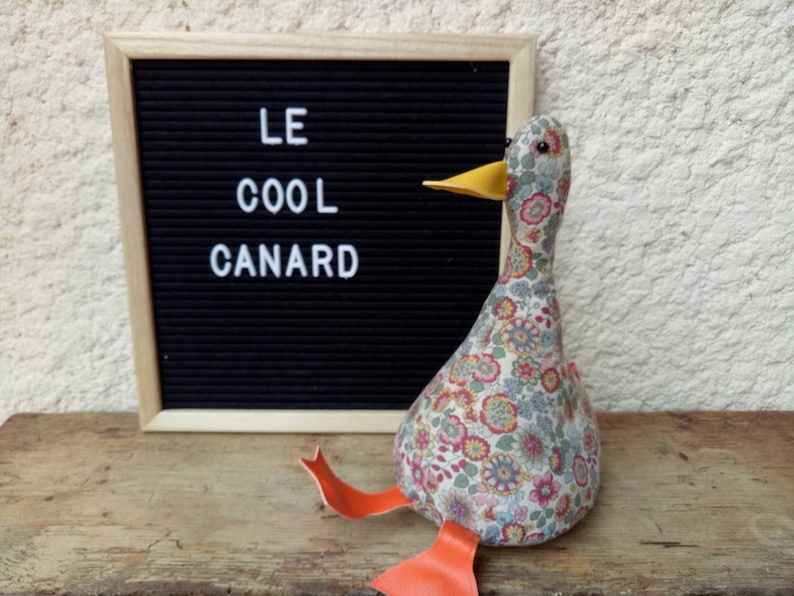 Cool Canard Doorstop / Bookend. Fabric duck doorstop. flat packed. floral heavy cotton. Funny doorstop. Animal doorstops, house warming image 2