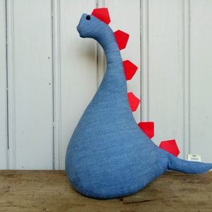 Dinosour Doorstop / Bookend - Denim dinosaur -flat-packed doorstop for home filling -fun doorstop -monster doorstop -kids room -nursery
